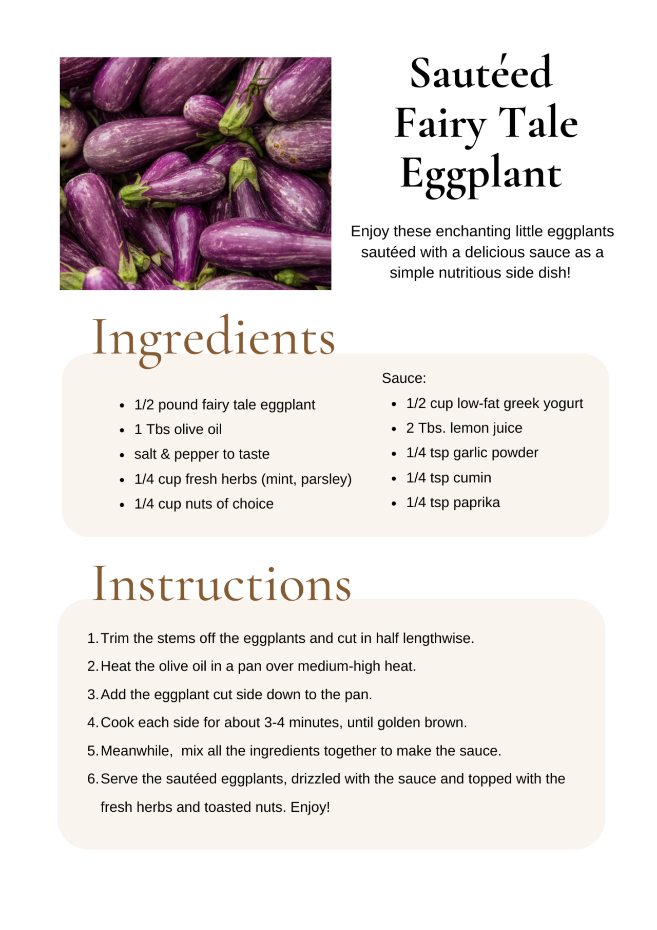 Sautéed Fairy Tale Eggplant - Sustainable CAPE