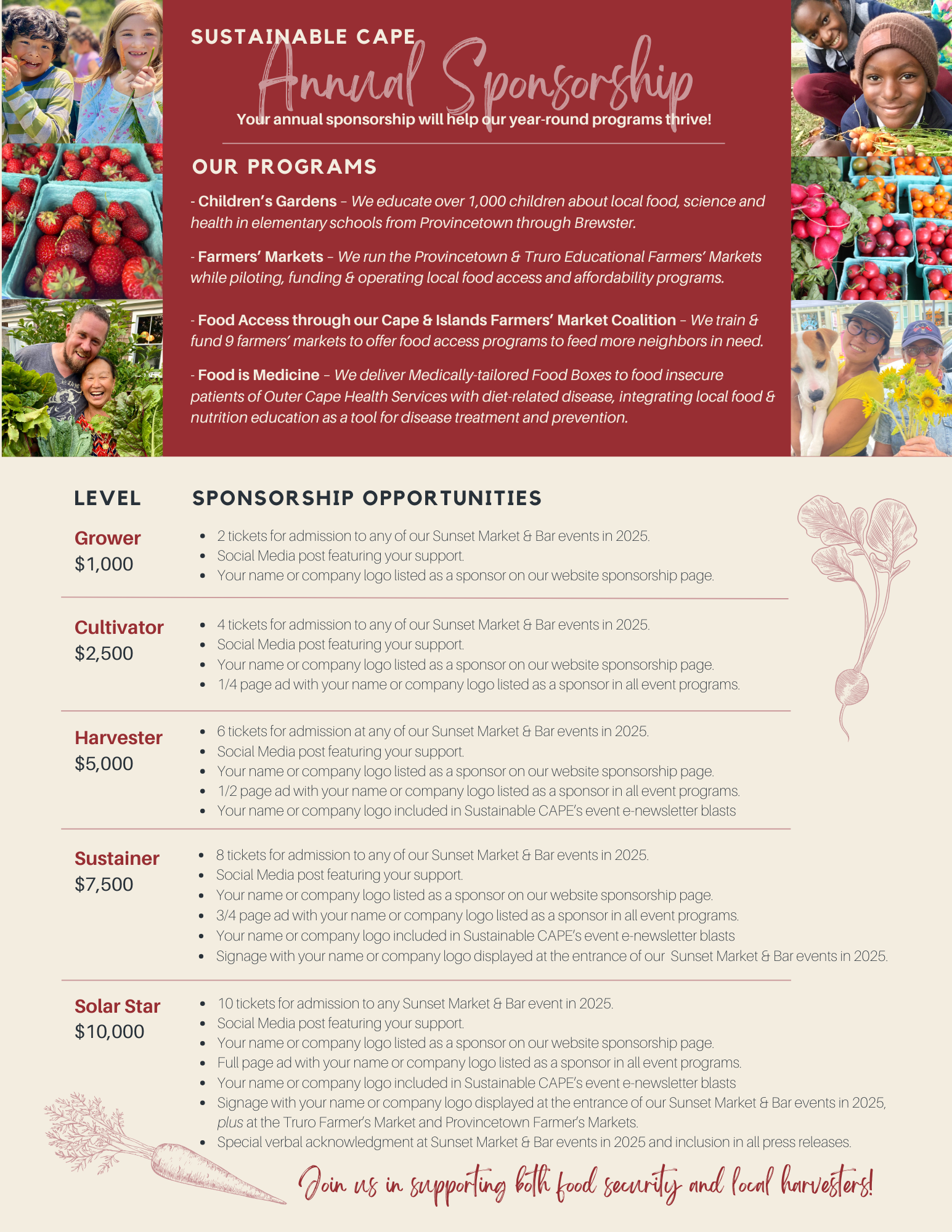 Sustainable CAPE Sponsorship Menu